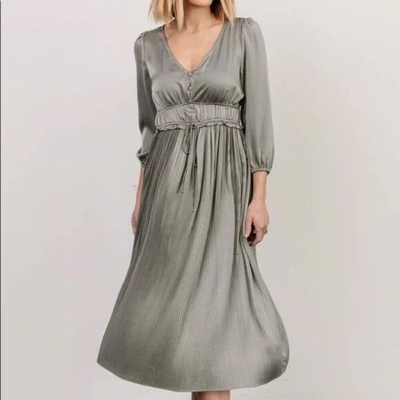 Baltic Born Dresses & Skirts - Baltic Born Gabriella Satin Midi Dress in Eucalyptus Green Extra Large